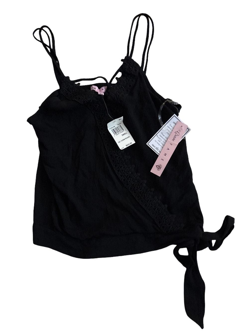 Crave Fame Black Lace Trim Wrap Camisole